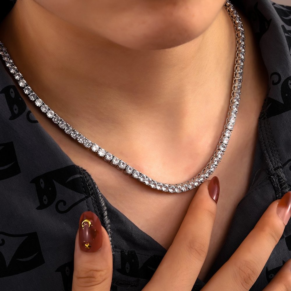 12.5-Carats Tennis Necklace GRA Certified Moissanite D/VVS1 Sterling Silver 16" - Picture 3 of 7